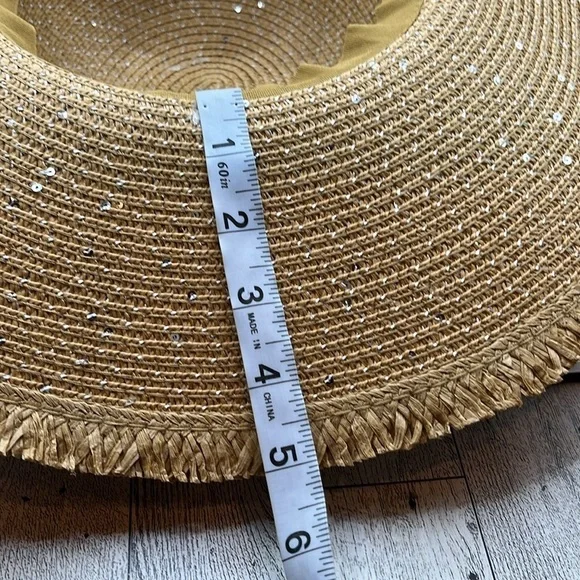 David and Young Sunhat Tan with Silver Sparkling Large Brim Hat Beach Hat - Picture 8 of 11